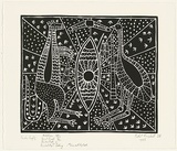 Title: Australian Aboriginal emblem | Date: 1986 | Technique: linocut, printed in black ink, from one block