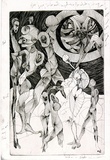 Artist: SHOMALY, Alberr | Title: Man and universe | Date: 1968 | Technique: engraving, printed in black ink, from one copper plate; additions in black ink