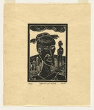 Artist: KONING, Theo | Title: Egoist at work | Date: 1988 | Technique: linocut, printed in black ink, from one block | Copyright: © Theo Koning