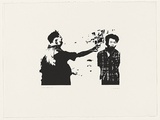 Artist: Durrant, Ivan. | Title: not titled [figure pointing gun at man's head - image from the Vietnam war] | Date: 1990 | Technique: screenprint, printed in black ink, from one photo-stencil