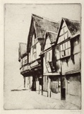Artist: LONG, Sydney | Title: Old houses, Worcester | Date: c.1919 | Technique: drypoint, printed in black ink, from one copper plate | Copyright: Reproduced with the kind permission of the Ophthalmic Research Institute of Australia