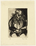Artist: WALKER, Murray | Title: Old Mears with clasped hands | Date: 1960 | Technique: drypoint, printed in black ink, from one plate
