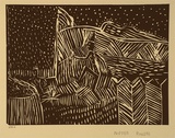 Artist: ROGERS, Nipper Sweeney | Title: Corroboree | Date: 1994, October - November | Technique: linocut, printed in black ink, from one block