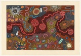 Artist: Possum Nungurray, Gabriella. | Title: Bush fire dreaming. | Date: 1998/99 | Technique: screenprint, printed in colour, from 26 stencils