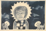 Artist: Brown, Donna. | Title: You bad girl | Date: 1995, June | Technique: lithograph, printed in blue ink, from one stone