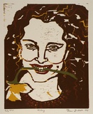 Artist: Randell, Fleur. | Title: Vicky | Date: 1993 | Technique: woodcut, printed in colour, from four blocks