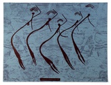 Title: Unbalanja Cave painting.. | Date: c.1970 | Technique: screenprint, printed in colour, from three stencils