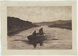 Artist: Hopkins, Livingston. | Title: An Australian lagoon [Fishermen on the Hawkesbury River]. | Date: 1888 | Technique: etching, printed in brown ink, from one plate