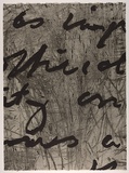 Artist: PARR, Mike | Title: Language and chaos 7. | Date: 1990 | Technique: drypoint, electric grinder and burnishing, printed in black ink, from one copper plate; over printed with lift ground aquatint, printed in black ink, from one steel plate