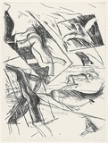 Artist: Wallace-Crabbe, Robin. | Title: Taking the fish away | Date: 1982 | Technique: lithograph, printed in black ink, from one stone | Copyright: © Robin Wallace-Crabbe, Licensed by VISCOPY, Australia
