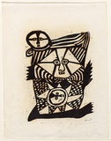Title: Tupela slip cons diwai [Two men sleep in tree.] | Date: 1968 | Technique: woodcut, printed in black ink, from one stencil