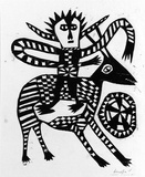 Artist: Kauage, Mathias. | Title: Meme bilong mi  [My goat] | Date: 1969 | Technique: woodcut, printed in black ink, from one block