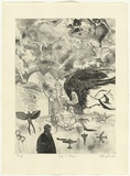 Artist: GRIFFITH, Pamela | Title: Ode to flight | Date: 1980 | Technique: etching, soft ground, hard ground, rocker, aquatint, second hard ground sandpaper lift, spray & spatter resist, soft ground drawing & burnishing printed in black ink, from one zinc plate | Copyright: © Pamela Griffith