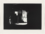 Artist: Durrant, Ivan. | Title: not titled [interior with light entering through vertical structures] | Date: 1990 | Technique: screenprint, printed in black ink, from one photo-stencil
