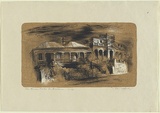 Artist: Jack, Kenneth. | Title: Old houses, Turbot Street, Brisbane | Date: 1952 | Technique: lithograph, printed in colour, from two zinc plates | Copyright: © Kenneth Jack. Licensed by VISCOPY, Australia