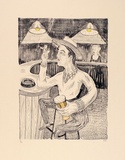 Artist: Hay, Bill. | Title: Drinker | Date: 1989, June-August | Technique: lithograph, printed in black ink, from one plate; hand-coloured