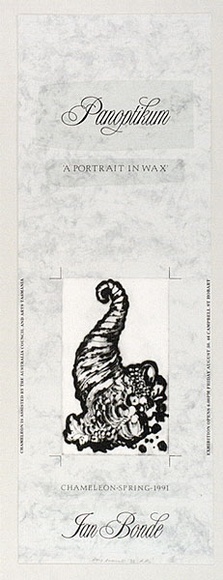 Artist: ARNOLD, Raymond | Title: Panoptikum. A portrait in wax. Ian Bonde | Date: 1991 | Technique: screenprint, printed in colour, from multiple stencils; etching, printed in black ink, from one plate