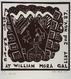 Artist: White, Nigel. | Title: Nigel White at William Mora Gallery 2nd Nov. 1987 | Date: 1987 | Technique: linocut, printed in black ink, from one block
