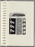 Artist: White, Robin. | Title: Not titled (te roata + '777'). | Date: 1985 | Technique: woodcut, printed in black ink, from one block