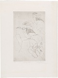 Artist: WALKER, Murray | Title: Crouching model. | Date: 1976 | Technique: etching and roulette, printed in black ink, from one plate