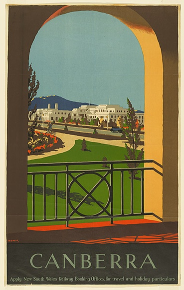 Artist: TROMPF, Percy | Title: Canberra. | Date: c.1930 | Technique: lithograph, printed in colour, from multiple stones [or plates]