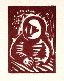 Artist: Barwell, Geoff. | Title: (Head of a child). | Date: (1955) | Technique: linocut, printed in rose ink, from one block