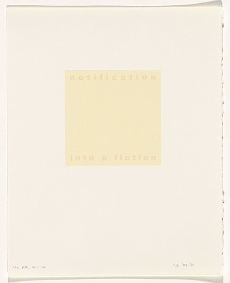 Artist: Burgess, Peter. | Title: notification: into a fiction. | Date: 2001 | Technique: computer generated inkjet prints, printed in colour, from digital files