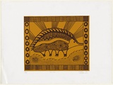 Artist: Sandy, Evelyn. | Title: Kaa'uma | Date: 1998, June | Technique: screenprint, printed in yellow and brown ochre, from multiple stencils