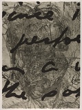 Artist: PARR, Mike | Title: Language and chaos 11. | Date: 1990 | Technique: drypoint, electric grinder and burnishing, printed in black ink, from one copper plate; over printed with lift ground aquatint, printed in black ink, from one steel plate