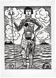 Artist: Klein, Deborah. | Title: St Kilda warrior. | Date: 1997 | Technique: linocut, printed in black ink, from one block