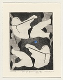 Artist: PLAYNE, Moira | Title: Getting a grip on gravity | Date: 1999, October | Technique: aquatint and open-bite, printed in black ink, from one plate; handcoloured with watercolour | Copyright: © Moira Playne, 1999