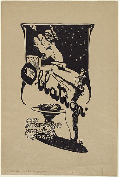 Artist: LINDSAY, Norman | Title: Oblation [rejected title page] | Date: 1902 | Technique: woodcut, printed in black ink, from one block
