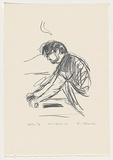 Artist: AMOR, Rick | Title: Neil rolling up | Date: 1992, May | Technique: lithograph, printed in black ink, from one plate | Copyright: Image reproduced courtesy the artist and Niagara Galleries, Melbourne
