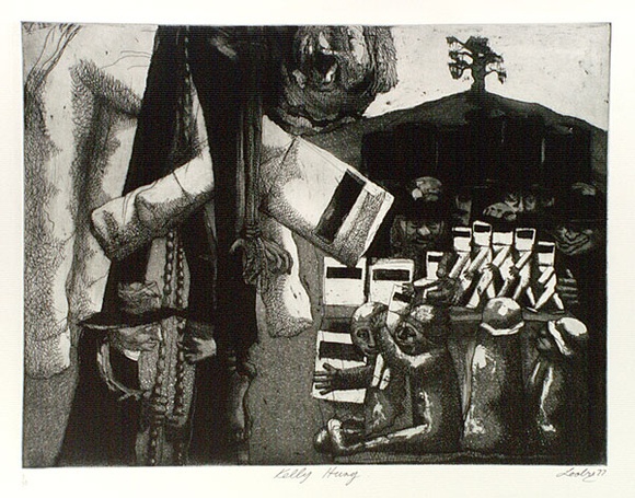 Artist: Looby, Keith. | Title: Kelly hung | Date: 1977 | Technique: etching and aquatint, printed in black ink, from one plate | Copyright: © Keith Looby