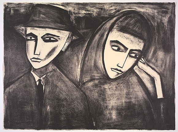 Artist: Dickerson, Robert. | Title: Migrants in Fitzroy. | Date: 1990 | Technique: lithograph, printed in black ink, from one stone