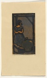 Artist: Crombie, Peggy. | Title: Girl with green bottle. | Date: 1925 | Technique: linocut, printed in colour, from multiple blocks