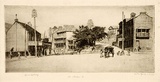 Artist: LINDSAY, Lionel | Title: Old Miller Street, Sydney | Date: 1925 | Technique: etching, printed in black ink with plate-tone, from one plate | Copyright: Courtesy of the National Library of Australia