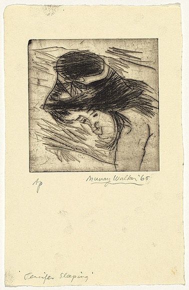 Artist: WALKER, Murray | Title: Jennifer sleeping | Date: 1965 | Technique: drypoint, printed in black ink, from one plate