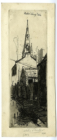 Title: A bye-way, Flinders Lane. | Date: 1896 | Technique: etching, printed in black ink with plate-tone, from one copper plate