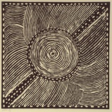 Artist: Cherel, Kumanjayi (Butcher). | Title: not titled [concentric circles and diagonal line] | Date: 1996, January - February | Technique: linocut, printed in black ink, from one block