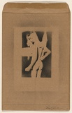 Artist: NUROK, | Title: Not titled  [turning nude on envelope] | Date: 2003 | Technique: stencil, printed in black ink, from one stencil