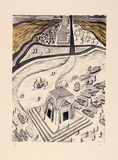 Artist: Hay, Bill. | Title: The Shrine | Date: 1989, June-August | Technique: lithograph, printed in black ink, from one plate; hand-coloured