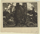 Artist: Sherwood, Maud. | Title: Macquarie Street from the Gardens. | Date: 1934 | Technique: wood-engraving, printed in black ink, from one block