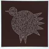 Artist: Marshall, John. | Title: Round bird | Date: 2002, March | Technique: linocut, printed in black ink, from one block