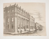 Title: Commercial Bank and Bank of New South Wales, George Street, Sydney | Date: c.1880s | Technique: lithograph, printed in black ink, from one stone [or plate]