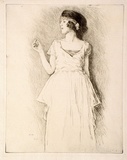 Artist: Menpes, Mortimer. | Title: (Young lady smoking a cigarette) | Date: c.1930 | Technique: etching and drypoint, printed in black ink, from one plate
