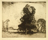 Artist: LONG, Sydney | Title: Between the showers | Date: (1916) | Technique: line-etching and drypoint, printed in warm black ink, from one zinc plate | Copyright: Reproduced with the kind permission of the Ophthalmic Research Institute of Australia