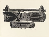 Artist: Nona, Dennis. | Title: Kubau Zamiacal (Traditional Island gear) | Date: 2000 | Technique: linocut, printed in black ink, from one block