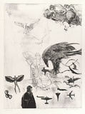 Artist: GRIFFITH, Pamela | Title: Ode to flight | Date: 1980 | Technique: etching, soft ground, hard ground, rocker, aquatint, second hard ground and sandpaper lift, spray & spatter resist printed, from one zinc plate | Copyright: © Pamela Griffith