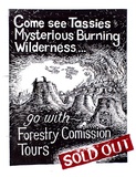 Artist: Sharpe, Rodney. | Title: Come see Tassie's mysterious burning wilderness... | Date: 1993 | Technique: woodcut, printed in black ink, from one block
